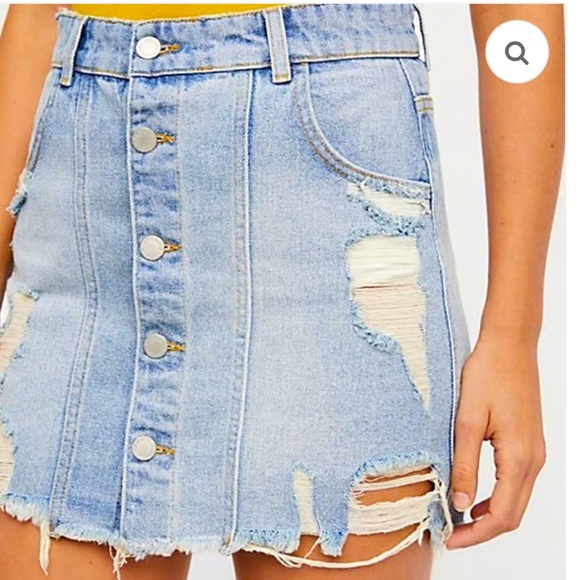 Free People Dresses & Skirts - FREE PEOPLE Distressed Denim Mini Skirt
